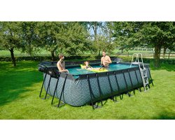 EXIT Wood zwembad 540x250x122cm met zandfilterpomp en overkapping en warmtepomp - bruin