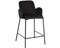 ExitoDesign GUSTO - Velvet Barkruk - Zwart - 65 cm Hoogte - Met Armleuningen