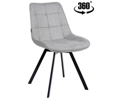 ExitoDesign LAPO - Draaibare Gestoffeerde Stoel - Stof Grijs - Metalen Poten - 360° Mechanisme