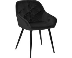 ExitoDesign LOREN Serie - Velours Gestoffeerde Stoel - Zwart - Metalen Frame - Verstelbare Doppen