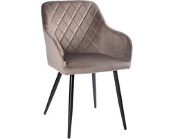 ExitoDesign MILTON - Eetkamerstoel - Bruin Velvet - Met Armleuningen - Metaal