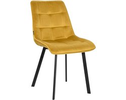 ExitoDesign TULUZA - Gestoffeerde Eetkamerstoel - Velvet Curry - Metaal - Modern Design