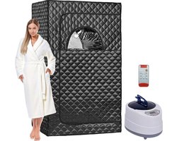 Exitosas Sauna - mobiel/ draagbaar - 1000W - 9 snelheden - 2 liter stoomgenerator - afstandsbediening en bedieningspaneel - 100x78x172 cm - zwart