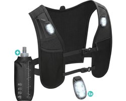 Exon® Hardloopvest - Running Vest Met Verlichting - Telefoonvak - Loopvest incl. 3x LED lampjes en 500ml Drinkfles - Universeel
