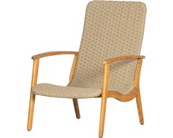 Exotan - Stony fauteuil met armleuning touw/hout army green