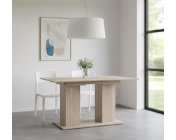 Extend Deluxe Eettafel – Uitschuifbare Eettafel Sonoma Eiken – 140-180x90 cm – Moderne Keukentafel voor 6 tot 10 Personen – Stevige Spaanplaat met Melamine Coating – Stijlvolle Ruimtebesparende Tafel NoviHome