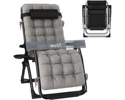 Extra brede ligstoel - Verstelbare fauteuil - Buiten relaxen - Met bekerhouder - Max 200 kg - Geel