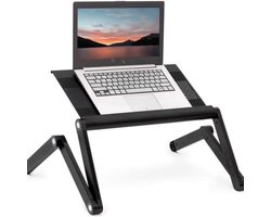 Extra Breed Ergonomisch Laptopbureau Verstelbare Laptopstandaard - Bed werkblad Draagbaar Koelingsplatform Zwart