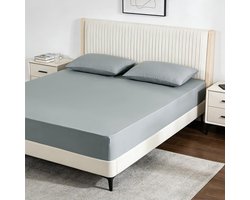 Extra diepe fitted sheet 30cm voor super king size bed, zachte ademende microvezel, gemakkelijk te onderhouden, grijs, 180x200cm, perfect voor een comfortabele nachtrust