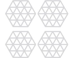 Extra dikke siliconen mat 4 stuks - Hittebestendig en multifunctioneel - Geen slip tafel placemats - voor hete potten, houder pads, pannen, borden, lepelsteun en onderzetter (wit)