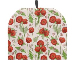 Extra Dikke Theemuts met Rood Bloemenpatroon - Katoen & Isolerend voor Theepot en Theeservies