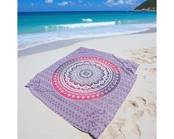 Extra dun strandlaken - dun strandkleed - Katoen/polyester - XL strandlaken - Paars/roze - Mandala - groot strandkleed - katoen - Ibiza strandkleed - XL Strandlaken - XL Sneldrogend Strandkleed - Compact & Lichtgewicht – Ruimtebesparend