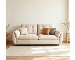 Extra Groot 2-Zitsbanken - 180x80x77cm - Beige - Dikke Zitkussens En Zijvakken - Voor Woonkamer Appartement En Kantoor - Diepe Comfort - Moderne Loveseat met Extra Diepe Zitting - Wonen - Meubels