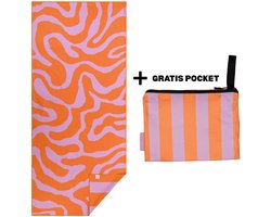 Extra groot strandlaken - PIECE OF SUN® 90x200 cm - Lila Oranje Paars - Zandvrije Sneldrogende Microvezel Handdoek - Duurzaam Badlaken - Voor Strand & Sauna - Moederdagactie: Gratis Beachpocket