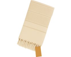Extra groot strandlaken – XXL strandlaken – 200 x 200 cm – luxe katoenen strandhanddoek – XXL badhanddoek – reishanddoek – hamamdoek - dubbelzijdig badlaken – crème/beige – lichtgewicht – sneldrogend – zandafstotend- plaid XXL - Viva Dune