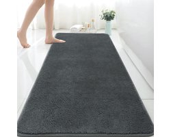 Extra grote badmat 150 x 60 cm - microvezel douchebad voor badkamer - absorberend badkamertapijt - antislip - anti schimmel - wasbaar tapijten voor slaapkamer - lange grijze badmat