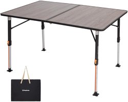 Extra Grote Campingtafel 120 x 80 cm | Verstelbare Hoogte | Inklapbaar Aluminium Frame voor Buiten