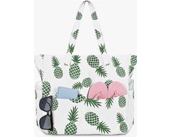 Extra grote familiestrandtas met ritssluiting, unisex grote strandtas, strandslipperbag, opvouwbaar, ook geschikt voor picknicks, zwembaden en sauna's - 46×38×12cm
