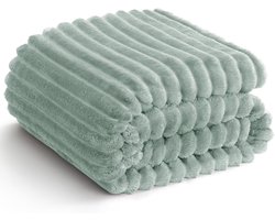 Extra Grote Fleece Deken 220 x 240 cm Zacht en Warm Flanel Plaid voor Bank en Bed in Groen