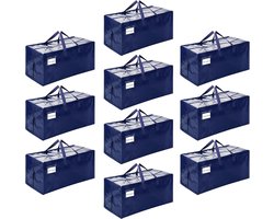 Extra Grote Heavy Duty Opbergtas Bewegende Draagtas - Met Handgrepen & Rits - Compatibel met IKEA Frakta Handkarren - Gemaakt van Gerecycled Materiaal - Blauw - Set van 10