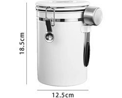 Extra grote koffiekan, Geschikt voor koffiebonen en gemalen koffie, afgesloten roestvrijstalen constructie, Geschikt voor aftapkraan en koffiedispenser (wit, 1800 ml).