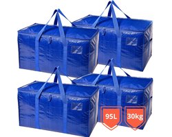 Extra Grote Opbergtassen en Organizers - 4 stuks - 95L - Verhuisdozen - Opbergzak - Big Shopper Opbergers - Opbergers voor Deken, Kleding, Handdoeken en Kussens - Opbergbox - Opbergmand