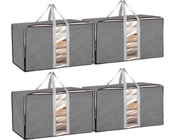 Extra grote opbergzakken met ritssluitingen - doorzichtige verhuisdozen - kleding dekbed wasserette - grijs