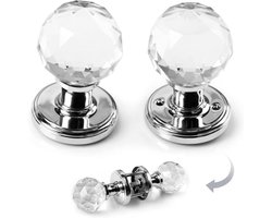 Extra Grote Ronde Kristallen Deurklink 65mm - Luxe Glazen Deurknoppen voor Woonkamer & Slaapkamer (Set van 2)