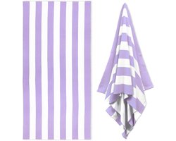 Extra grote strandhanddoek - 35 x 70 inch microvezel zwembad handdoek - Paars gestreepte sneldrogende cabana zwemhanddoek