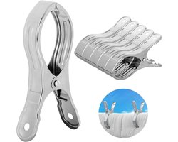 Extra grote strandhanddoekclips van roestvrij staal - Winddichte metalen klemschroeven voor ligbedden, zwembadstoelen en meer, ideaal voor strand en buitenactiviteiten
