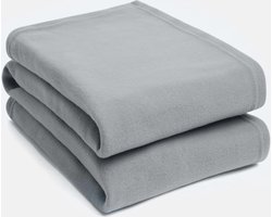 Extra grote warme Polar Fleece gooien over zachte slaapbank deken sprei, effen zilvergrijs - 200 x 240 cm