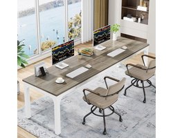 Extra Lang Bureau – Tweepersoons Bureau – Dubbel Bureau – Werkplek Tafel – Computerbureau – Eikenhout – 200 cm Breed – Gedeelde Werkruimte