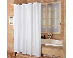 Extra lang polyester douchegordijn - schimmelbestendig - effen wit - 180 x 220 cm Douchegordijn