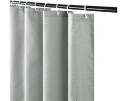 Extra lang waterdicht douchegordijn met voering - Grijze badkamergordijnen set met haken 180 x 210 cm