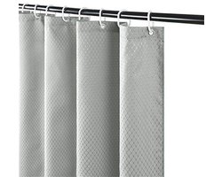 Extra lang waterdicht douchegordijn met voering - Grijze badkamergordijnen set met haken 180 x 210 cm