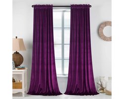 Extra Lange Paarse Fluwelen Gordijnen voor Luxe Uitstraling - Verduisterend en Geluiddempend