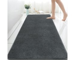 Extra Large 150x60cm Microfiber Bath Mat for Bathroom - Absorbent, Non Slip, Anti Mold - Washable Rug for Bedroom, Bathroom - Long Grey