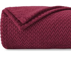 Extra Zachte Fleece Deken Bordeaux 130x150 cm - Flanel Plaid voor Bank, Bed en Reizen