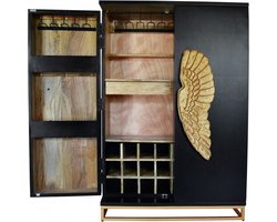 Extravagante barkast ANGEL 140cm zwart mangohout met gouden vleugels - 41107