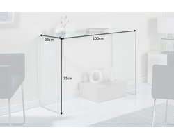 Extravagante glazen consoletafel FANTOME 100 cm transparant bureau, volledig glazen tafel - 22866