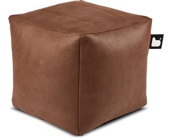 Extreme Lounging - b-box luxury - vierkante poef - voor binnen - comfortabele leatherlook - 40x40cm - Chestnut