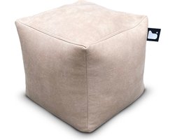 Extreme Lounging - b-box luxury - vierkante poef - voor binnen - comfortabele leatherlook - 40x40cm - Latte
