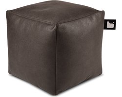 Extreme Lounging - b-box luxury - vierkante poef - voor binnen - comfortabele leatherlook - 40x40cm - Slate