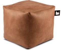 Extreme Lounging - b-box luxury - vierkante poef - voor binnen - comfortabele leatherlook - 40x40cm - Tan