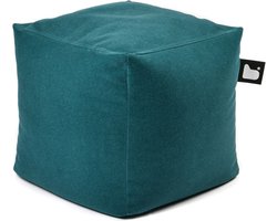 Extreme Lounging - b-box suede - vierkante poef - voor binnen - zacht suede stof - 40x40cm - teal