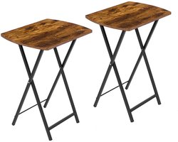 Exxen Bijzettafels, 2-delige set, kleine opvouwbare tv-lade eettafel voor eten, laptoptafel voor bank, snacktafels voor kleine ruimte, industrieel, kleine nachtkastje