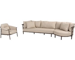 Ezra chaise longue organische loungeset 3 delig terre 4 Seasons Outdoor