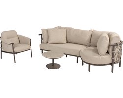 Ezra chaise longue organische loungeset 4 delig keramiek terre 4 Seasons Outdoor