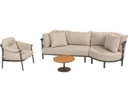 Ezra chaise longue organische loungeset 4 delig teak terre 4 Seasons Outdoor