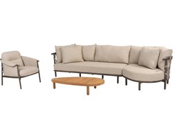 Ezra chaise longue organische loungeset 4 delig teak terre 4 Seasons Outdoor